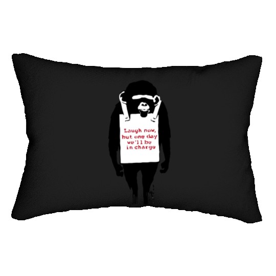 Banksy Laugh Now Monkey Lumbar Pillows