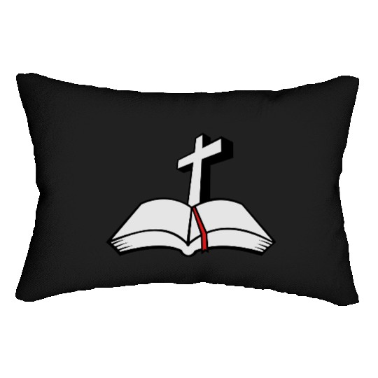 cross open bible 3c Lumbar Pillows