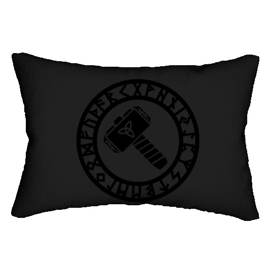 Thors Hammer, Runes, Triquetra, Mjolnir, Pagan Lumbar Pillows