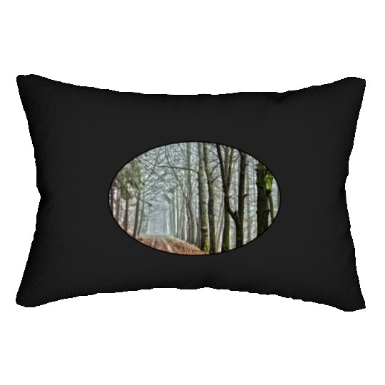 Forest - Nature - Park - Trees - Rural - Dirt Road Lumbar Pillows
