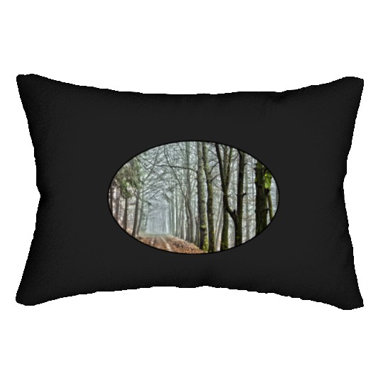 Forest - Nature - Park - Trees - Rural - Dirt Road Lumbar Pillows