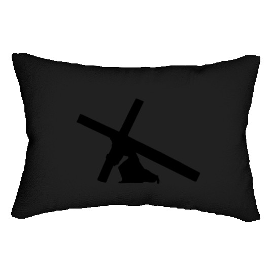jesus carrying cross 1c Lumbar Pillows
