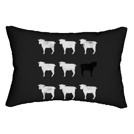 Many White Sheep: One Black Sheep Lumbar Pillows