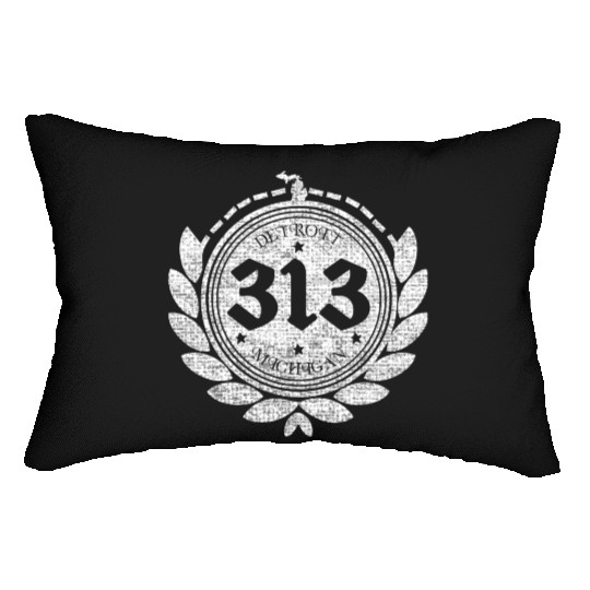 A Detroit Logo 313 Motor City Michigan Clothing Lumbar Pillows