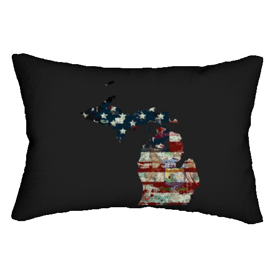 State And Country Michigan Patriot Flag State Tees Lumbar Pillows