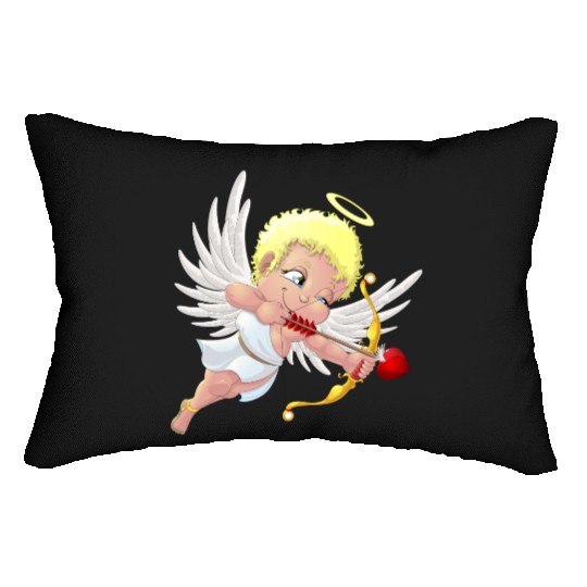cupid with a halo Lumbar Pillows