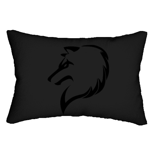tribal wolf Lumbar Pillows