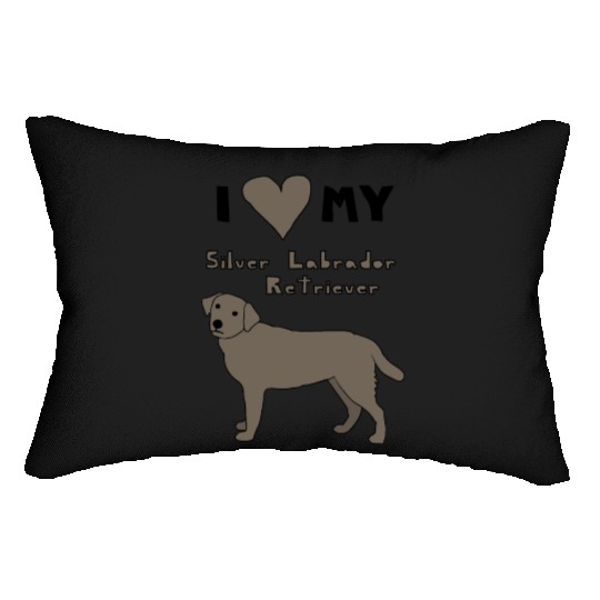 i heart my silver labrador retriever Lumbar Pillows