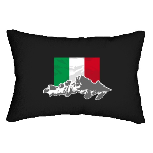 Italy - Flag & Mountains Lumbar Pillows