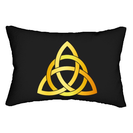 Original Triquetra circle celtic knot gold Lumbar Pillows