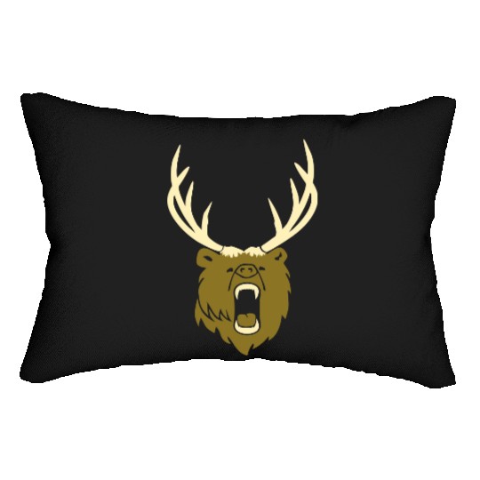 The beer - Grizzly with antlers (2c) Lumbar Pillows