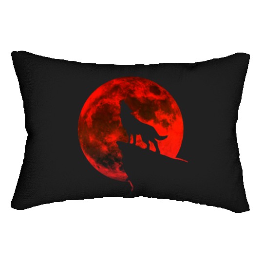 Howling wolf full blood moon space galaxy gift dog Lumbar Pillows
