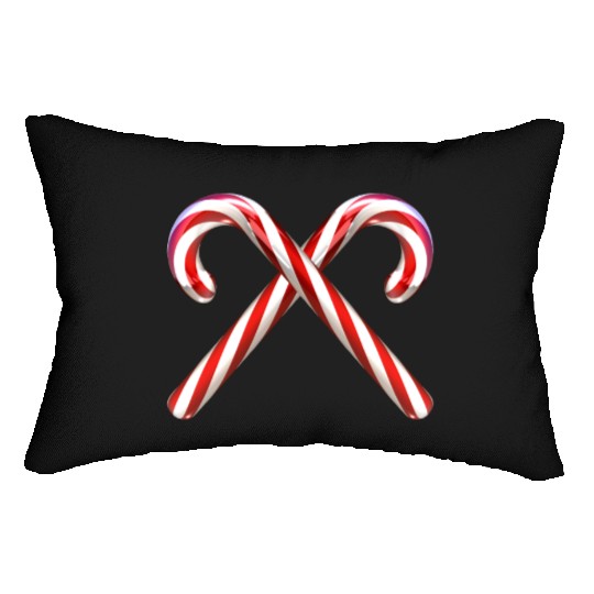 Crossed candy canes Lumbar Pillows