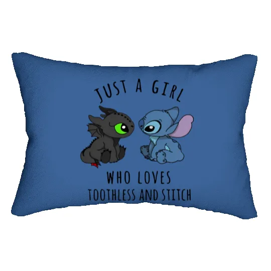 Just A Girl Who Loves Toothless And Stitch Lumbar Pillows, Stitch Lumbar Pillows, Cute Disney Lumbar Pillows, Disney Matching Lumbar Pillows