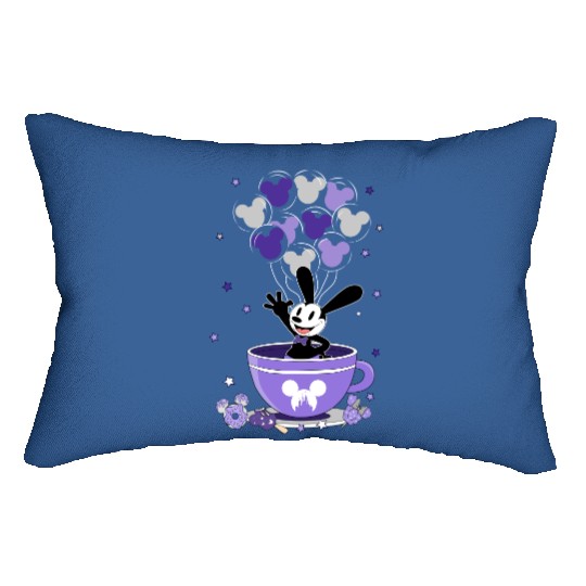 Disney100 Oswald Lucky Rabbit Balloon Tea Cup Lumbar Pillows, Disney Platinum Lumbar Pillows