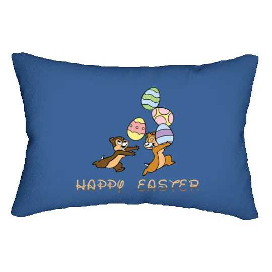 Chip and Dale Easter Lumbar Pillows, Disney Easter Lumbar Pillows, Happy Easter Lumbar Pillows, Disneyworld Family Trip Lumbar Pillows