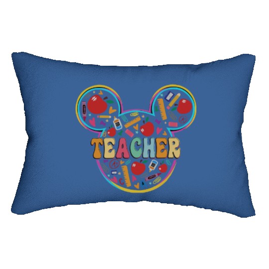 Mickey Teacher Lumbar Pillows, Disney Lumbar Pillows, Teacher Gift Lumbar Pillows