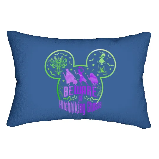 Beware Of Hitchhiking Ghosts Halloween Lumbar Pillows, Disney Haunted Mansion