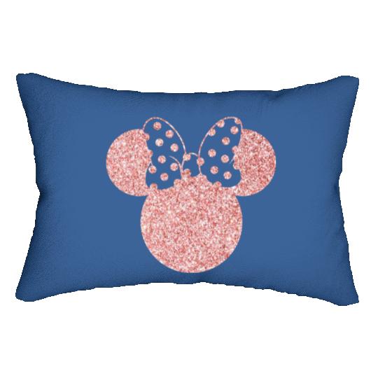 Disney Lumbar Pillows, Disney Ear Lumbar Pillows, Glitter Rose Gold Minnie
