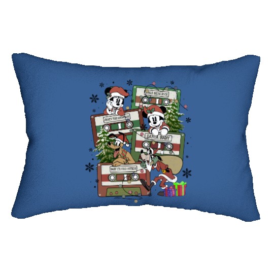 Christmas Disney Music Cassette Tapes Lumbar Pillows Retro Christmas Mickey And Friends Songs Lumbar Pillows