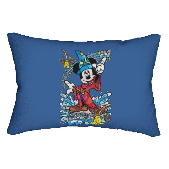 Disney Fantasia Sorcerer Mickey Mouse Magic Wizard Retro Lumbar Pillows, Magic Kingdom Lumbar Pillows Family Birthday Gift
