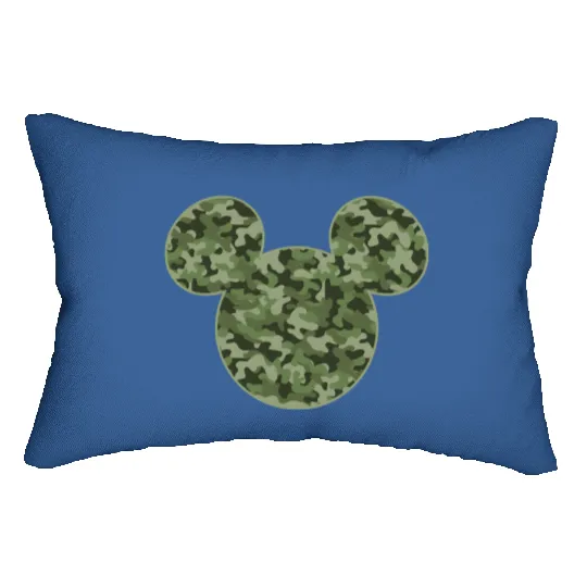 Mickey Mouse Green Camouflage Logo Lumbar Pillows Disney Mickey Lover Lumbar Pillows