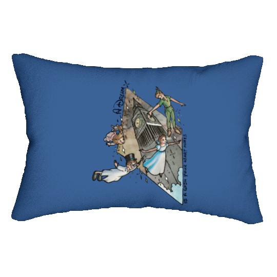 Retro 90s Disney Peter Pan Darling Flight Neverland Lumbar Pillows, Disney Never land map