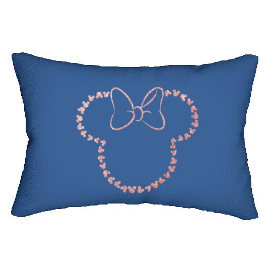 Glitter Rose Gold Minnie Lumbar Pillows, Disney Lumbar Pillows, Minnie Ear Lumbar Pillows