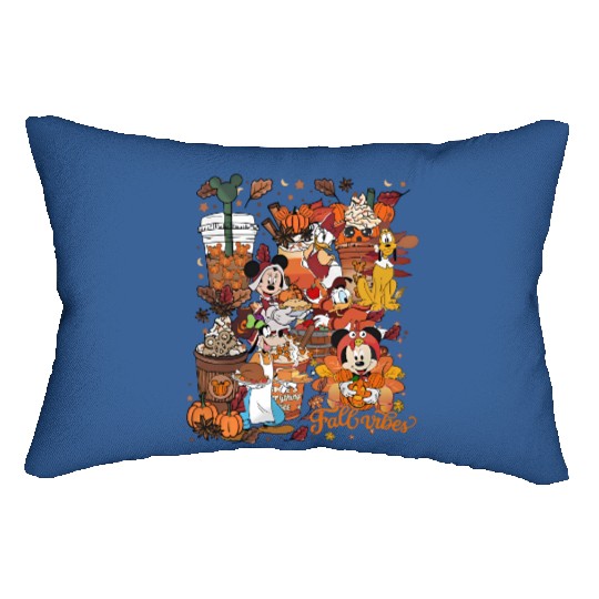 Disney Fall Vibes Lumbar Pillows, Disney Pumpkin Spice Lumbar Pillows, Mickey And Friends Fall Lumbar Pillows