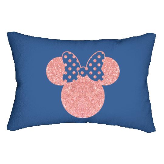Disney Lumbar Pillows, Minnie Ear Lumbar Pillows, Glitter Rose Gold Minnie Lumbar Pillows, Cute Ear Lumbar Pillows