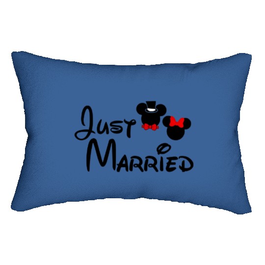 Just Married Lumbar Pillows, Disney Lumbar Pillows, Couple Lumbar Pillows, Disneyland Wedding Gift Lumbar Pillows
