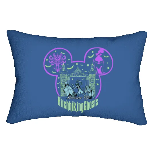 Beware Of Hitchhiking Ghosts Halloween Lumbar Pillows, Disney Haunted Mansion, Disney Halloween Lumbar Pillows