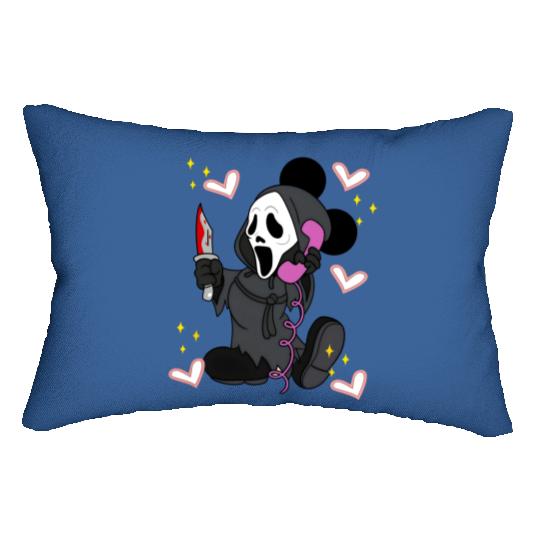 Disney Mickey Scream No You Hang Up Lumbar Pillows, Mickey Ghost Scream Ghostface Phone Call Lumbar Pillows