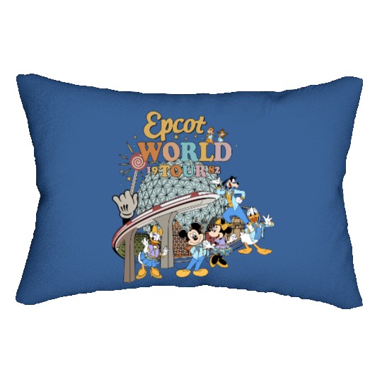 Disney Epcot World Tour Lumbar Pillows, Retro Disney Epcot Lumbar Pillows, Mickey And Friends Mickey