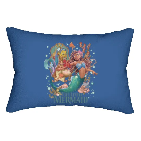 Retro Little Mermaid Lumbar Pillows  Black Little Mermaid Lumbar Pillows | Disney Lumbar Pillows