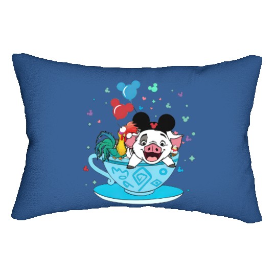 Moana Lumbar Pillows Pua and Hei Hei, Disney Teacup Lumbar Pillows, Disney Matching Lumbar Pillows