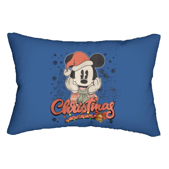Vintage Mickey Christmas Lumbar Pillows, Retro Disney Christmas Lumbar Pillows