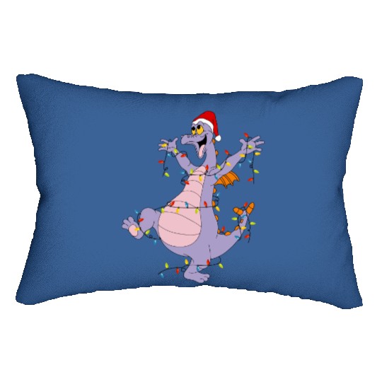 Disney Figment Christmas Lights Lumbar Pillows, Figment Merry Christmas Lumbar Pillows, Purple Dragon Epcot Disneyland Christmas Matching Family Lumbar Pillows