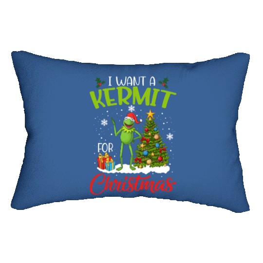 Disney The Muppets Christmas Lumbar Pillows, I Want A Kermit For Christmas Lumbar Pillows