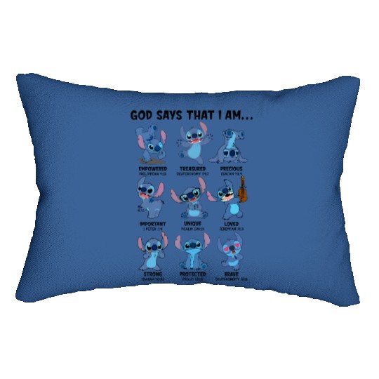 God says that I am Lumbar Pillows, Disney Stitch Lumbar Pillows,  Disney Trip Lumbar Pillows, Disney Family Lumbar Pillows
