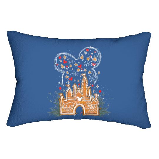 Mickey Gingerbread Castle Lumbar Pillows, Christmas Castle Lumbar Pillows, Disney Christmas Lumbar Pillows