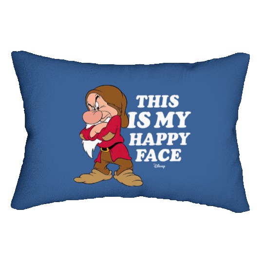 Disney Funny Grumpy This Is My Happy Face Lumbar Pillows, Snow White And The Seven Dwarfs Lumbar Pillows