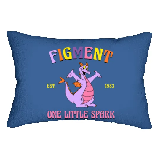 Retro Figment Lumbar Pillows, Figment Est 1983, One Little Spark, Journey Into Imagination, Disneyland Lumbar Pillows