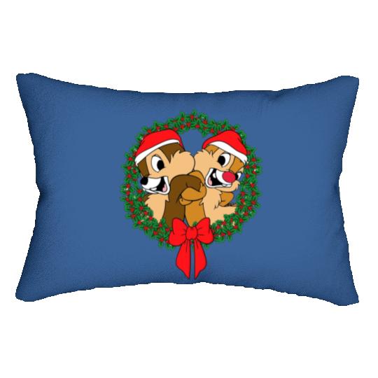 Disney Chip and Dale Christmas Wreath Lumbar Pillows, Disney Chip