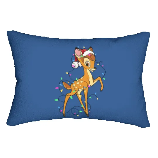 Disney Bambi Christmas Lights Lumbar Pillows, Santa Bambi Shir