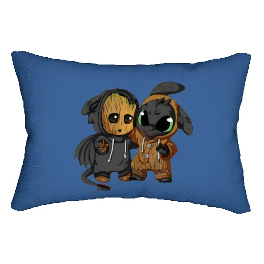 Disney Toothless and Groot Cute Friends Unisex Lumbar Pillows, Disneyland Family Vacation, I'm Groot Lumbar Pillows