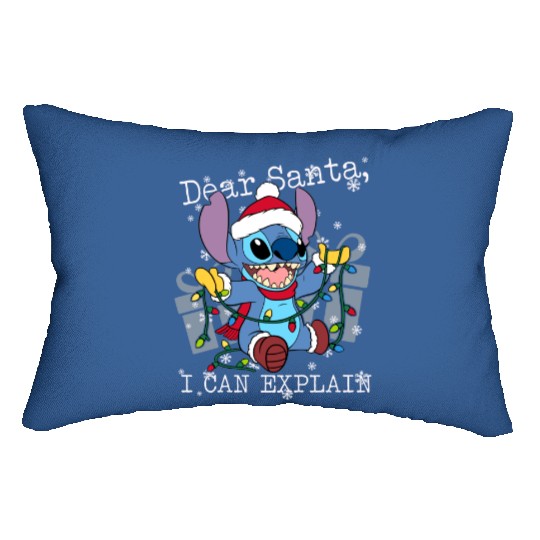 Cute Lilo & Stitch Christmas Dear Santa I Can Explain Lumbar Pillows, Funny Disney
