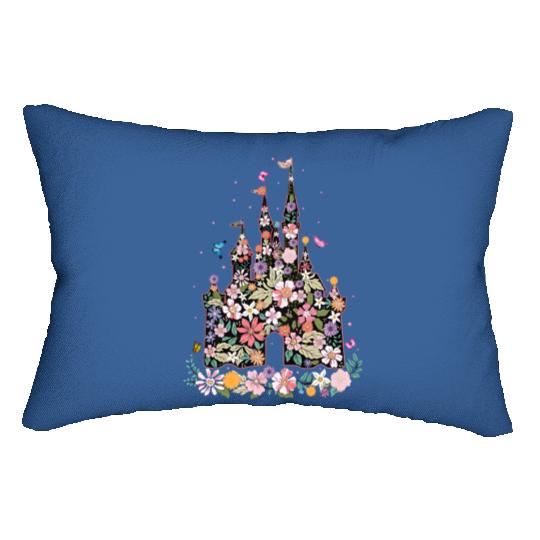Floral Castle Lumbar Pillows, Family Vacation Lumbar Pillows, Disneyland Lumbar Pillows
