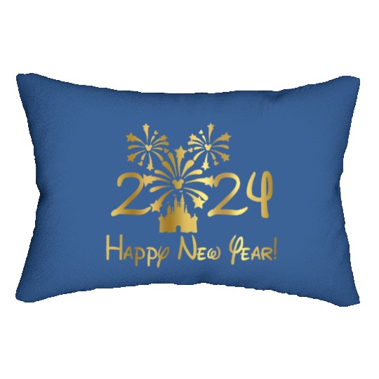 Disney 2024 New Year's Eve Fireworks Gold Foil Lumbar Pillows, Disney New Years Lumbar Pillows