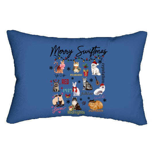Merry Swiftmas Lumbar Pillows, Eras Tour Cat Lumbar Pillows, Christmas Tay-lor